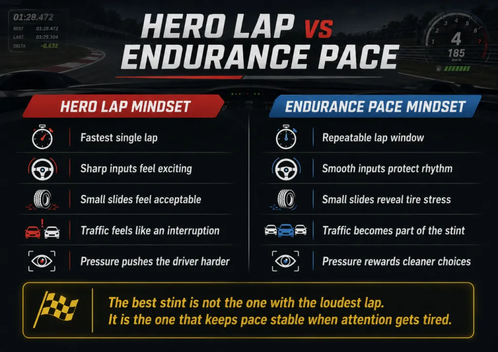 Hero lap versus endurance pace